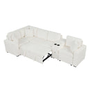 Modular L-Shaped Sectional Sofa Bed With Pull-Out Sleeper, Cup Holders, And Storage