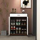 Freestanding Wooden Shoe Cabinet, 4 Tier Organizer With Drawer