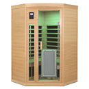 Low Emf Front Door With Heating Panel 2 Persons Hemlock Far Infrared Corner Indoor Sauna Room - Natural