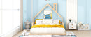 Full Size Wood Floor Bed with House-shaped Headboard, Natural