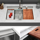 33" Drop In Kitchen Sink With Workstation, 16 Gauge Stainless Steel - Brushed Nickel