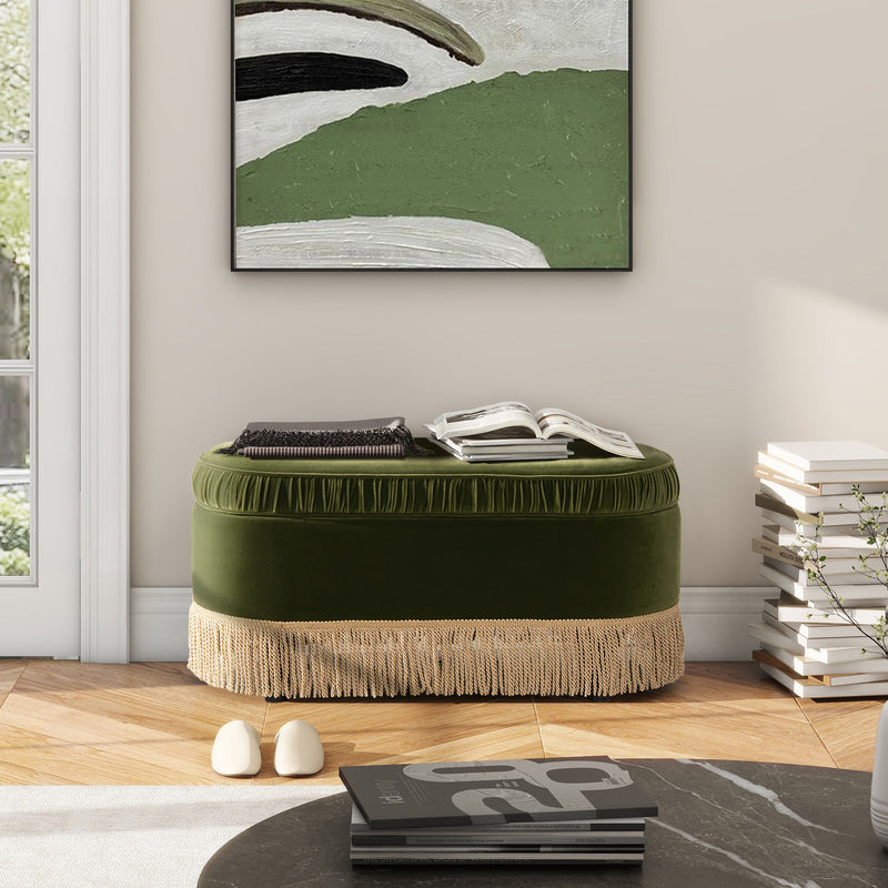 Serena - Contemporary Design Oval Storage Bench Ottoman