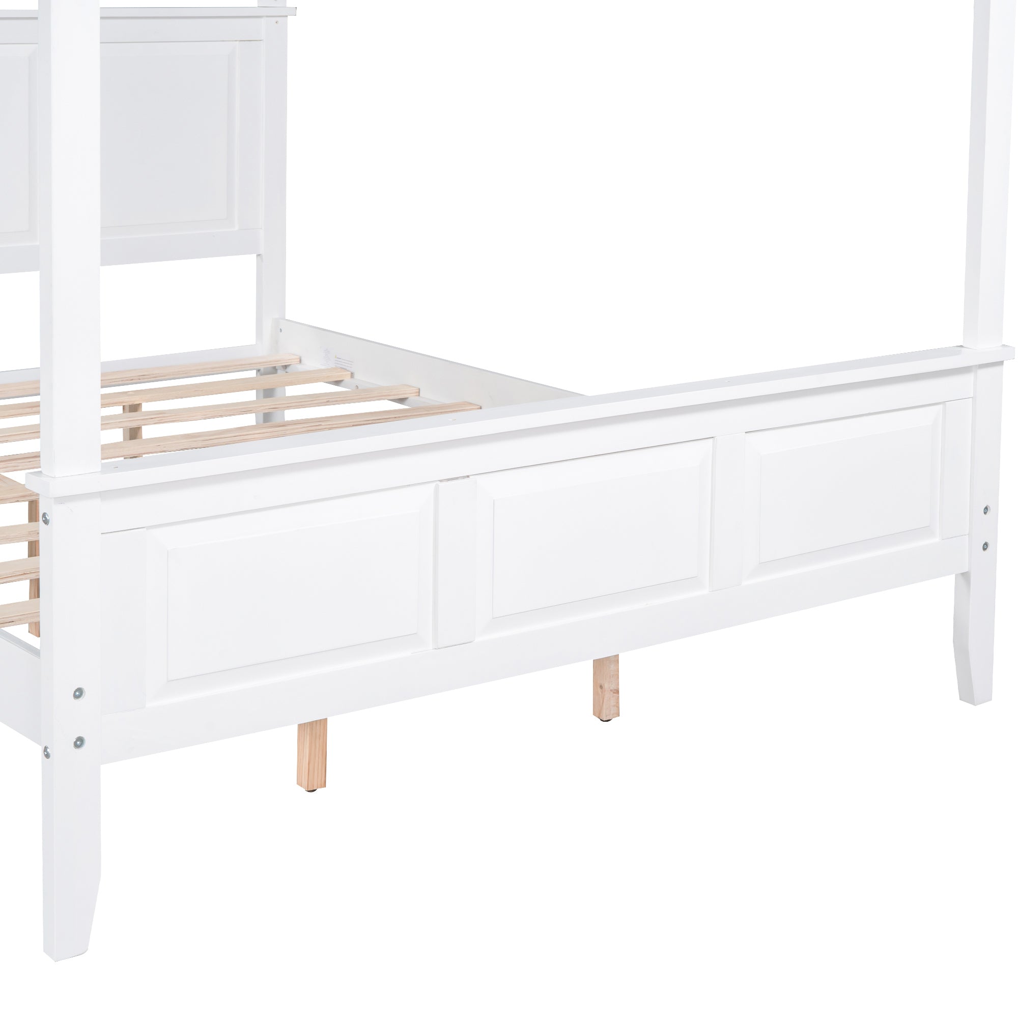 Queen Size Canopy Platform Bed with Headboard and Footboard,Slat Support Leg,White - Atlantic Fine Furniture Melbourne FL