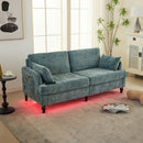 Chenille 2 Seater Sofa With LED Light, USB Charging Port, And Storage Bag