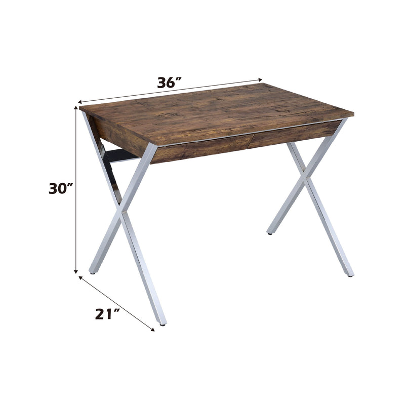 Callers - Weathered Writing Desk - Chrome / Oak