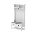 Modern 3 In 1 Hallway Hall Tree With Storage Drawers, Coat Rack, Shoe Rack Bench And Cushion