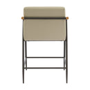 Mid Century Modern Counter Stool Set With Espresso Metal Frame - Khaki