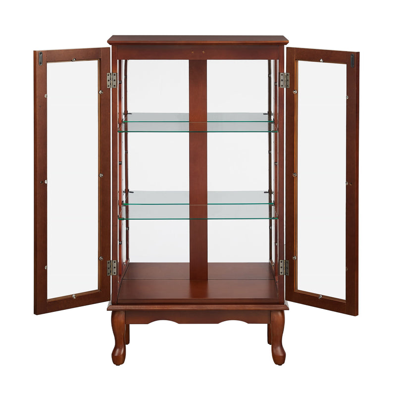 Curio Cabinet Lighted Curio Diapaly Cabinet With Adjustable Shelves And Mirrored Back Panel, Tempered Glass Doors (3 Tier), (E26 Light Bulb Not Included)