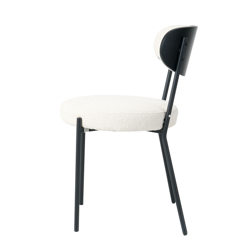Boucle Modern Kitchen Dining Chair With Bentwood Back (Set of 2)