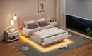 Upholstered Floating Hydrualic Platform Bed With LED Light And USB Port
