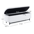 Modern Elegant Ottoman With Spacious Storage Function With Metal Feet - White / Black