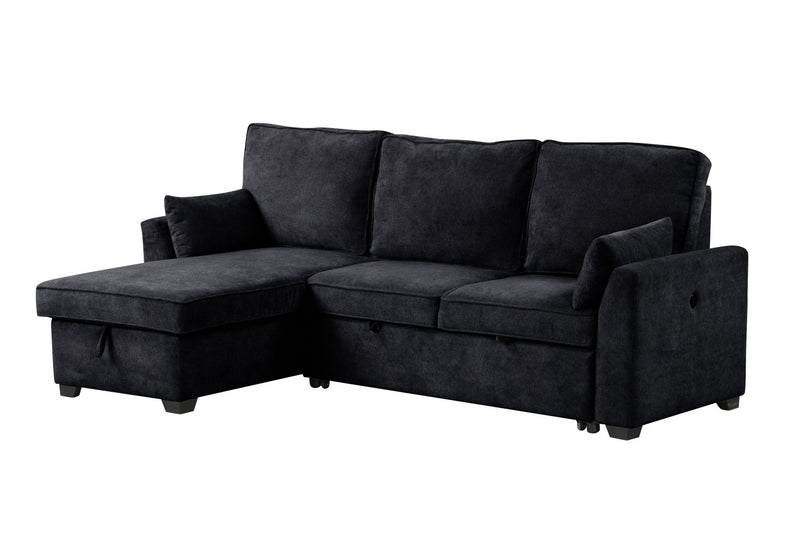 Ember - 92"W Fabric Sleeper Sectional with Reversible Storage Chaise