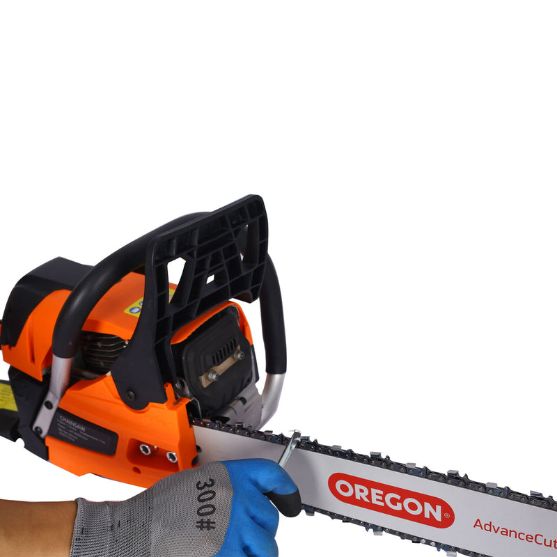 58Cc Gasoline Chainsaw 20" Bar For Wood Cutting With Oregon Chain And Bar - Orange