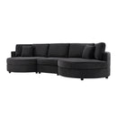 Modern 3 Seater Upholstered Sofa With Curved Design