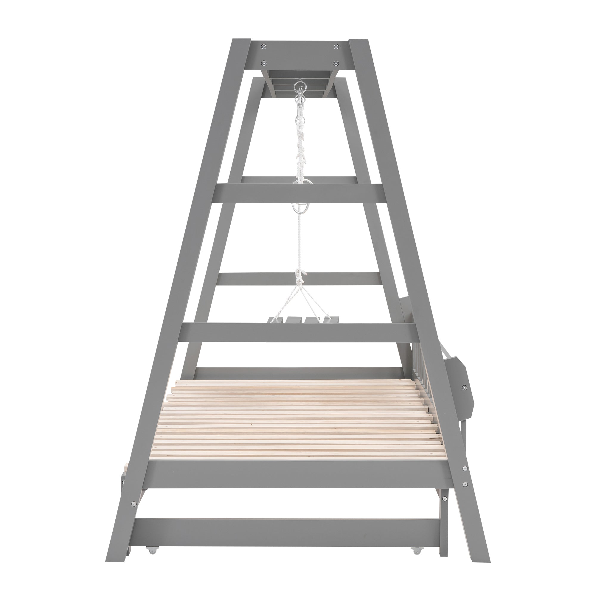 Extendable Twin Daybed with Swing and Ring Handles, Gray(Twin bed can be pulled out to be King) - Atlantic Fine Furniture Melbourne FL