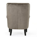 Elegant Velvet Club Chair With Handcrafted Details - Gray