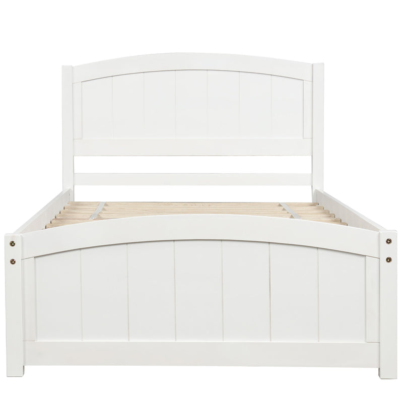 Platform Bed With Headboard, Footboard And Wood Slat Support - Wood