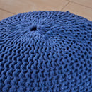 Bordeaux - Knitted Cotton Round Pouf, Versatile Ottoman And Floor Cushion