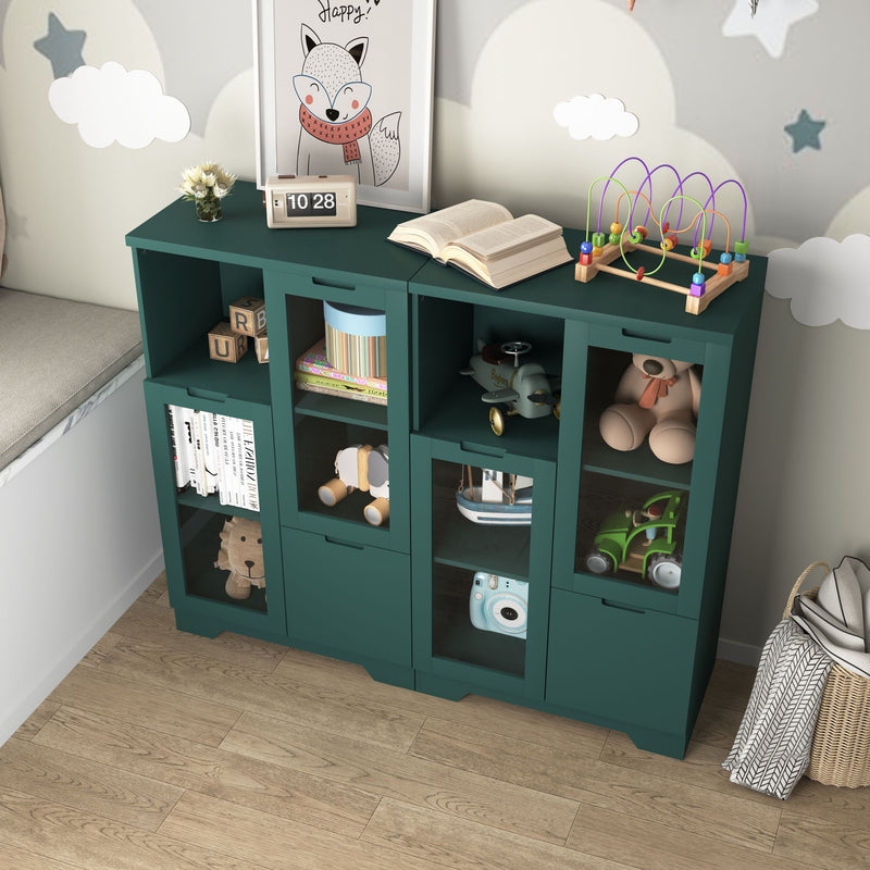 Modern Cabinet With Glass Doors And Drawer