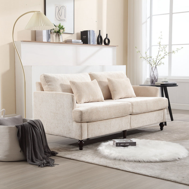 Mid Century Modern Chenille Fabric Loveseat Sofa, 2 Seat Upholstered Couch