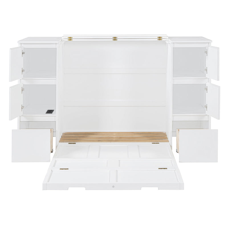 Murphy Bed With Drawers, Cabinets, And USB Ports