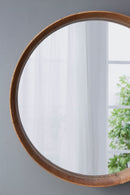 Round Wood Mirror, Wall Mounted Mirror Home Decor For Bathroom Living Room