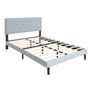 Modern Upholstered Platform Bed Frame With Button Tufted Linen Fabric Headboard