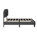 Queen size Adjustable Headboard with Fine Linen Upholstery and Button Tufting for Bedroom,  Wave Top  Dark Grey