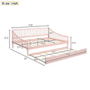 Full Size Daybed with Trundle and Support Legs, Pink