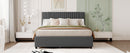 Upholstered Platform Bed With Drawers, Classic Headboard Design