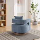 Swivel Accent Open Back Barrel Chair With Weathered Base