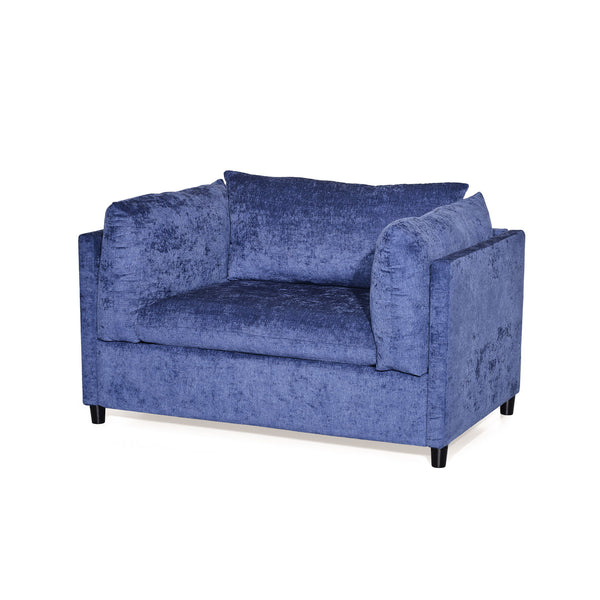 Modern Club Chair With Textured Upholstery And Pillow Accents - Navy Blue