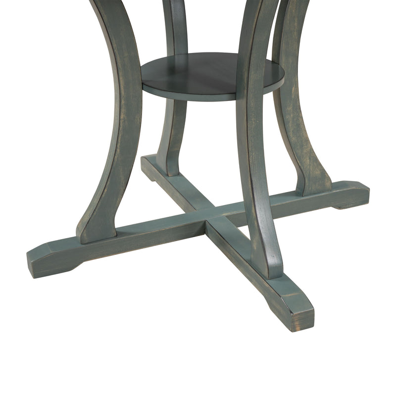 5 Piece Round Dining Table And Chair Set With Unique Legs And Hollow Chair Back