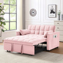 Modern Velvet Convertible Loveseat Futon Sofa With Pullout Bed, Reclining Backrest
