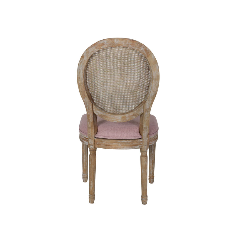 Elegant Dining Chair Set With Cane And Fabric Upholstery