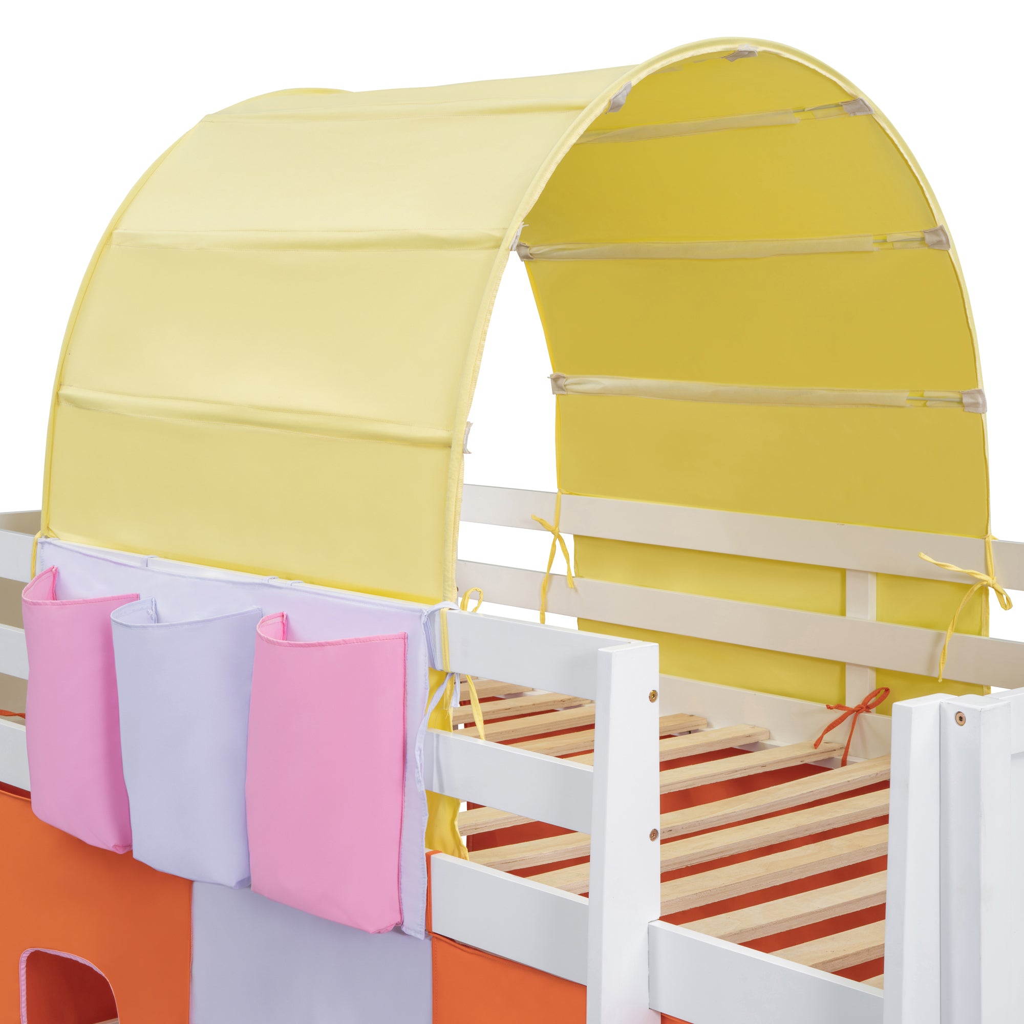 Twin Size Loft Bed with Tent and Tower  and  Three Pockets- Orange - Atlantic Fine Furniture Melbourne FL
