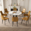 Round Dining Table With Carbon Steel Base And Lazy Susan Industrial Style - Black / White