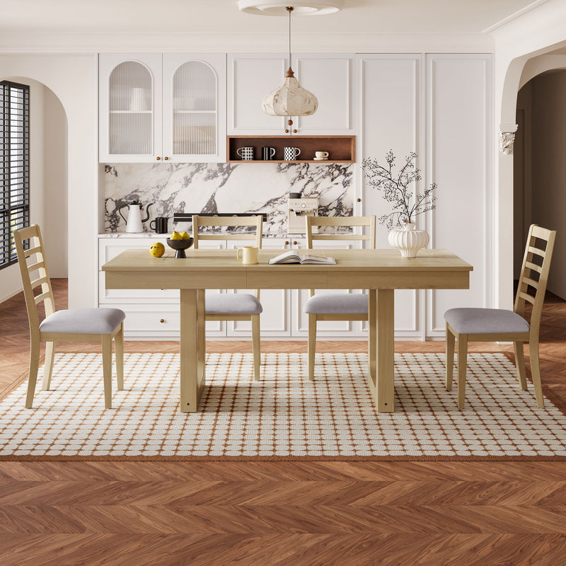 Farmhouse Wooden Kitchen Table With Removable Leaf