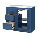 Bathroom Vanity With Ceramic Sink, Bathroom Storage Cabinet With 2 Drawers & Shelf, Freestanding Bathroom Cabinet - Blue