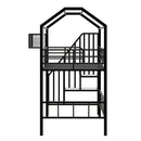 Metal Loft Bed With Roof Design And Storage Box With Guardrails And Integrated Ladder