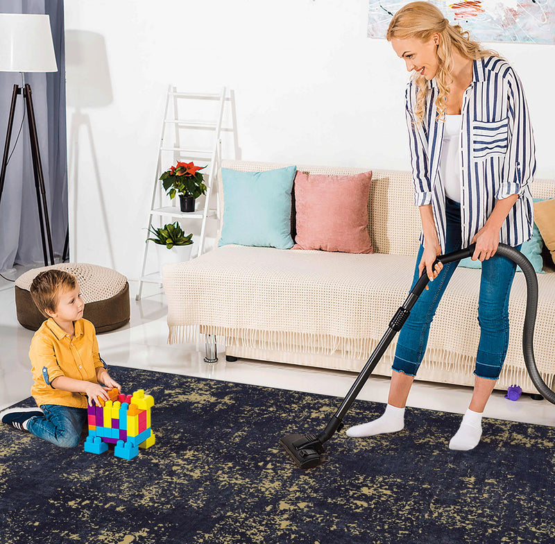 Maval - 8' X 10' Washable Area Rug - Black / Gold