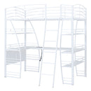 Loft Bed With 4 Layers Of Shelves And L-Shaped Desk, Stylish Metal Frame Bed With A Set Of Sockets, USB Ports And And Wireless Charging