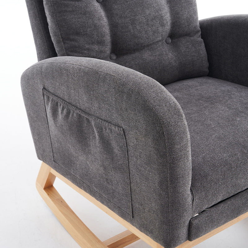 Accent Rocking Chair With Footrest, High Back