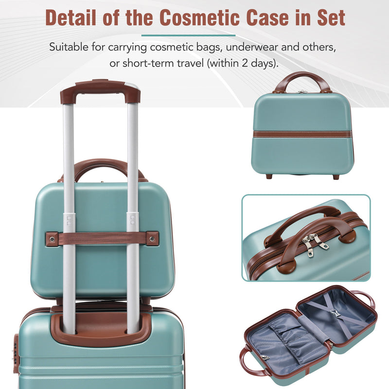 Hardshell Luggage Sets 3 Pieces 20" / 24" Luggages And Cosmetic Case Spinner Suitcase With Tsa Lock Lightweight