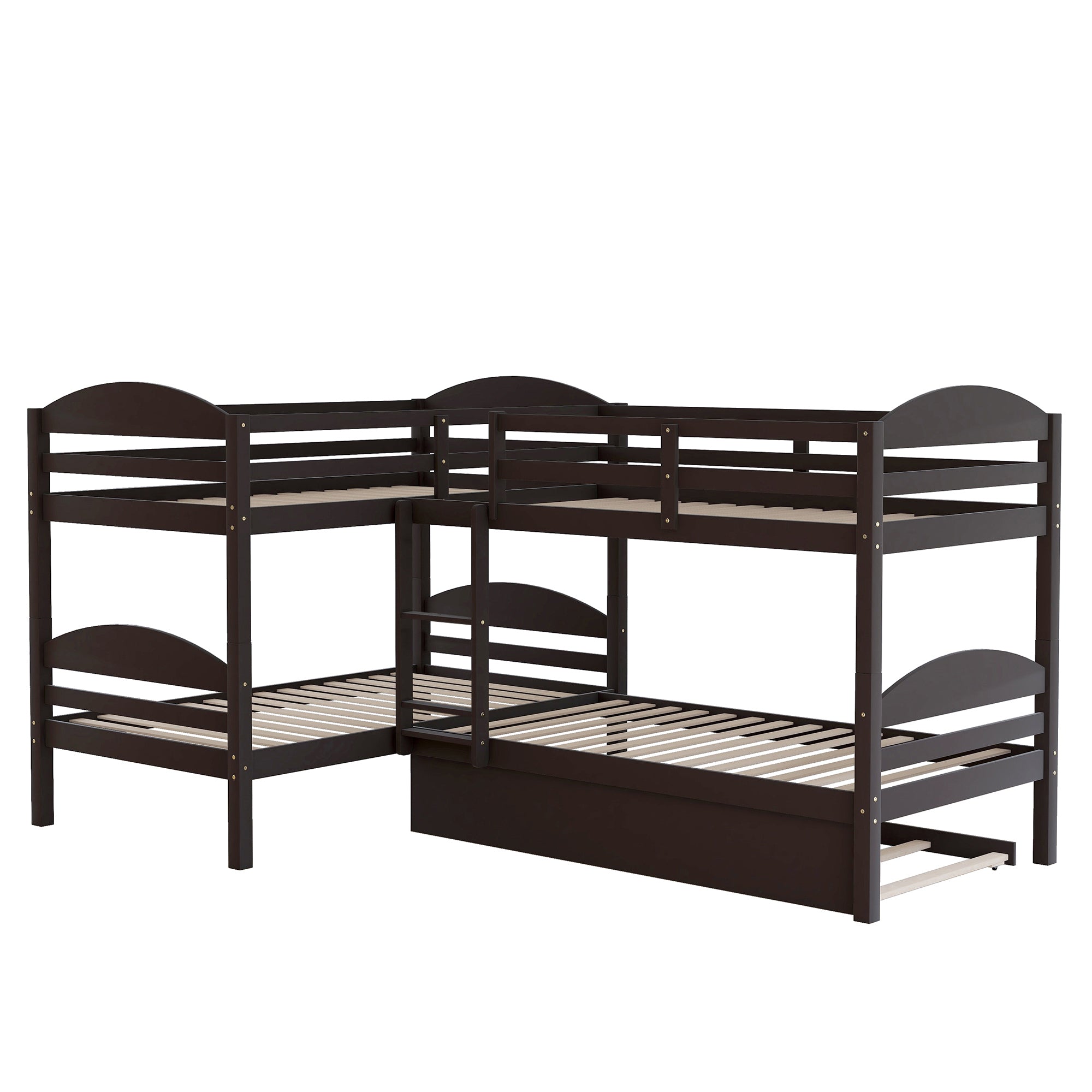 Twin L-Shaped Bunk bed with Trundle-Espresso{OLD SKU:LP000024AAP} - Atlantic Fine Furniture Melbourne FL