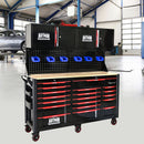Heavy Duty Tool Cart With 19 Drawers, Tools Not Included, Mobile Storage For Workshop Or Laboratory - Black / Red