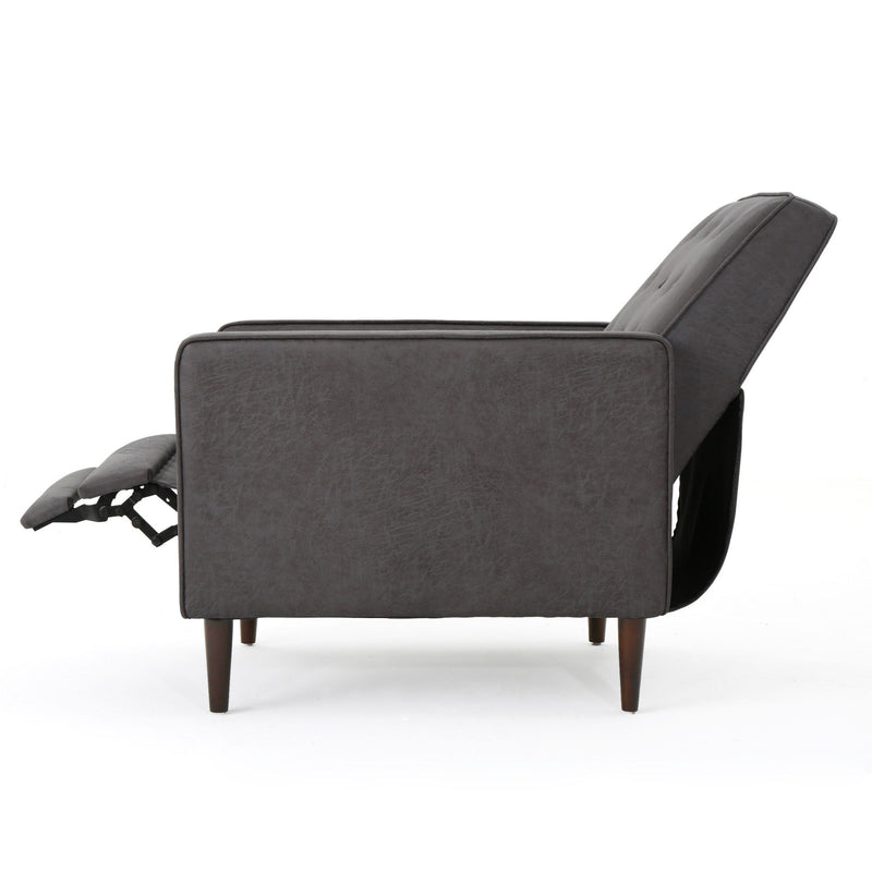 Macedonia - Mid Century Modern Button Tufted Fabric Recliner - Slate