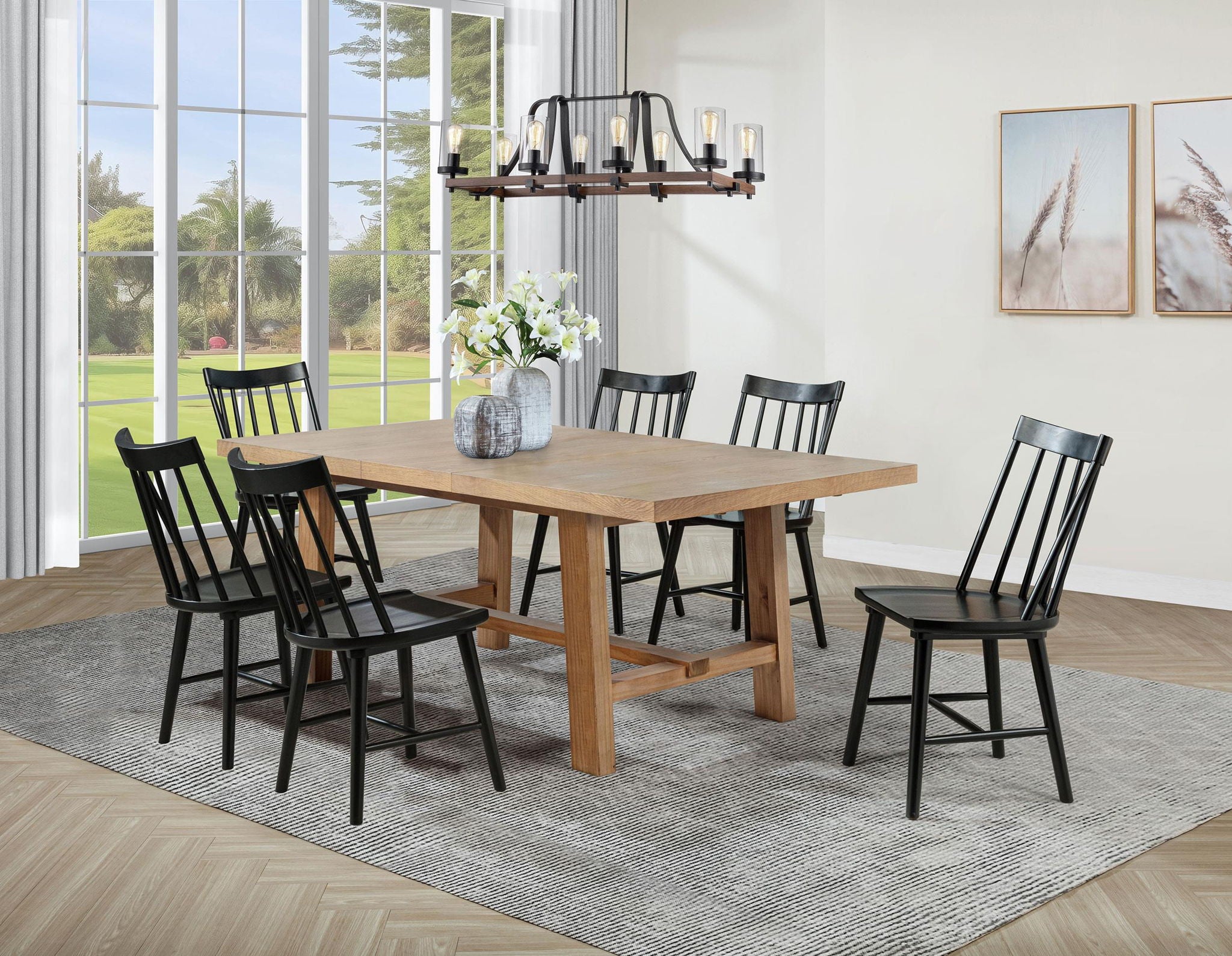 Middleton 7-piece Extension Leaf Dining Set Brown and Black - Atlantic Fine Furniture Melbourne FL