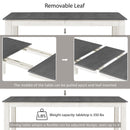 Retro Style 7 Piece Dining Table Set With Extendable Table And 6 Upholstered Chairs - Gray / White