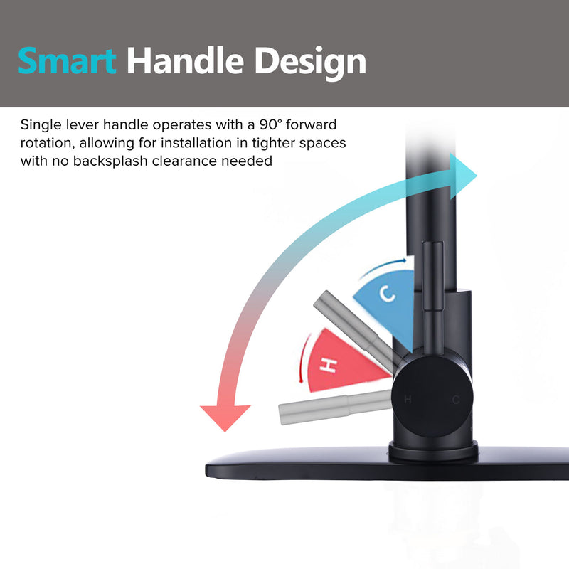 Modern Industrial Style Kitchen Faucet With Pull Down Sprayer Single Handle Stainless Steel - Matte Black